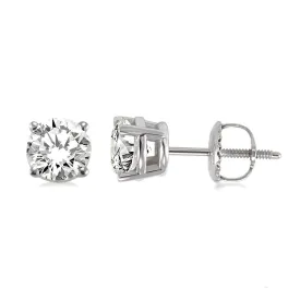 1.00 CT Natural Diamond Studs in 14K White Gold