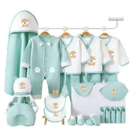 24 pcs Newly Born Baby Girl/Boy Gift Hamper (Tiger Green) 0-12 Months