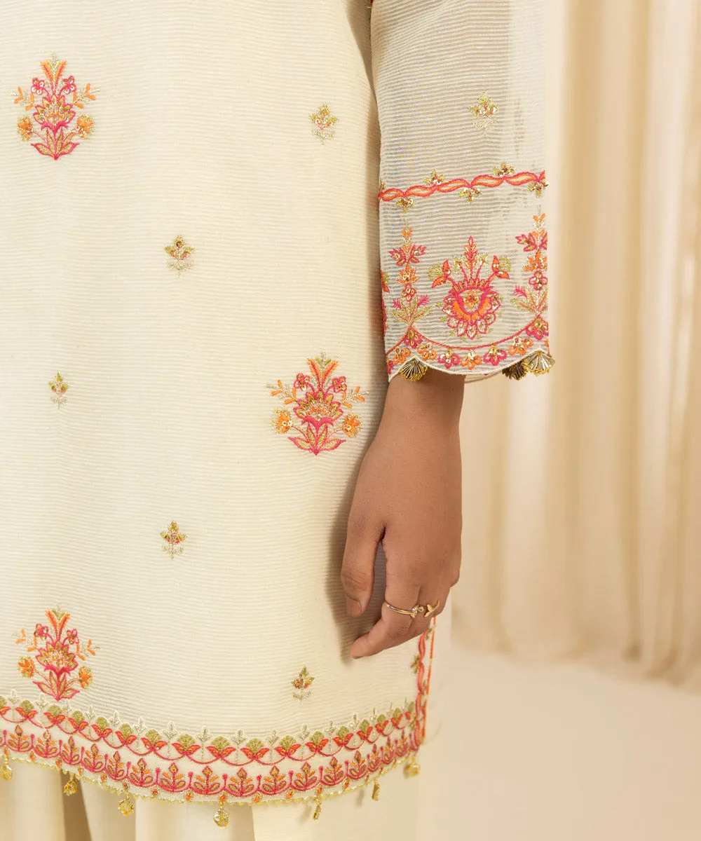 3 Piece -  Embroidered Karandi Suit