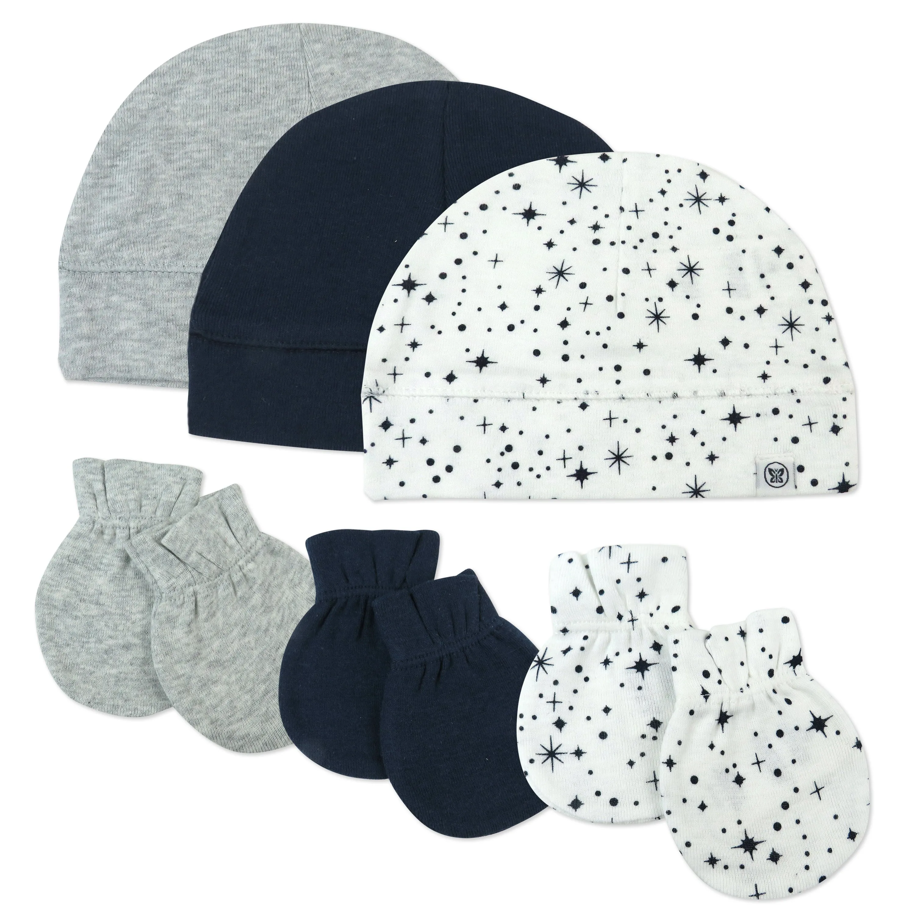 6-Piece Organic Cotton Mitt and Hat Set