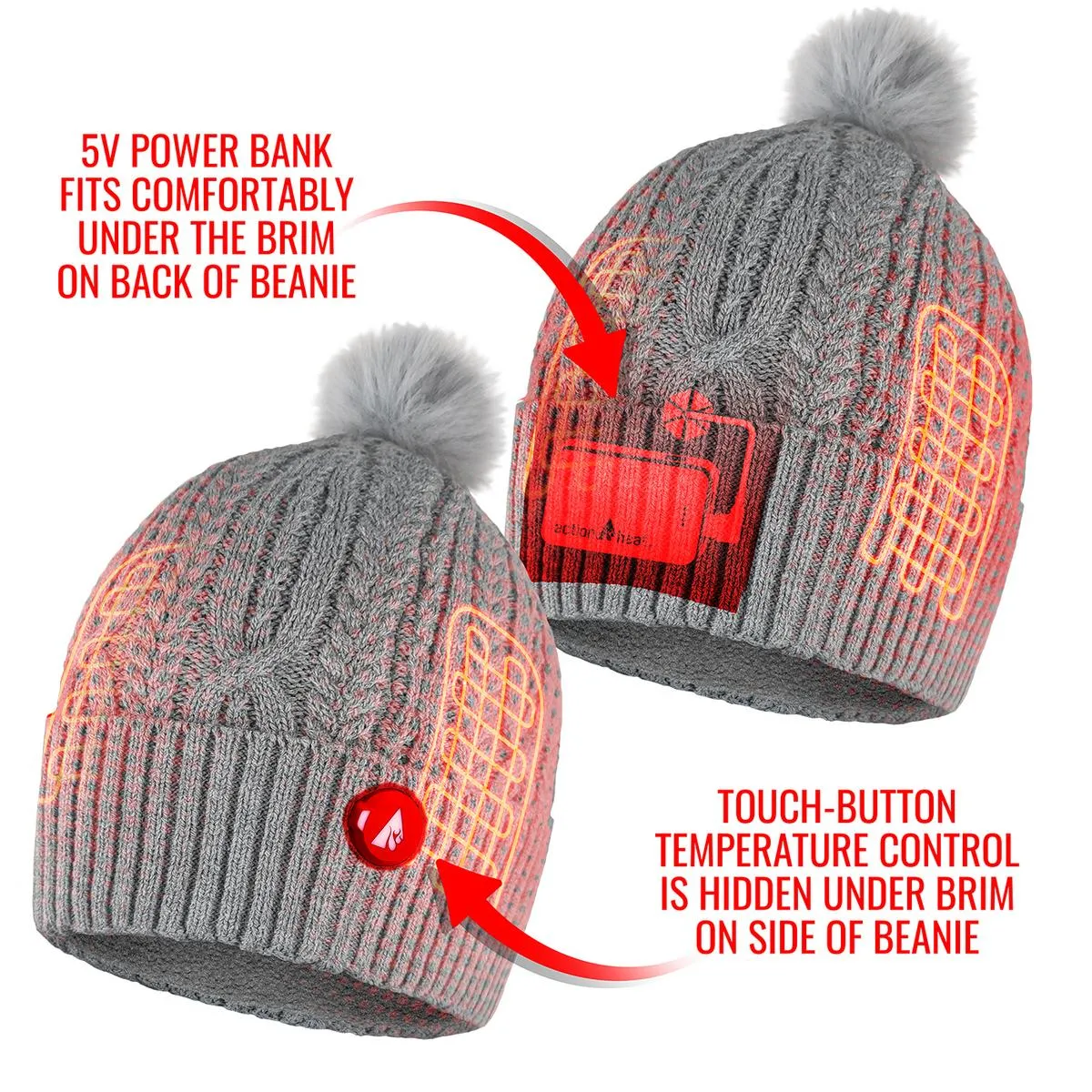 ActionHeat 5V Battery Heated Cable Knit Hat