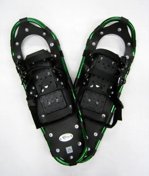 Adventure 25" Snowshoes Package - Good for 110-160 lbs) with Green Poles & Black Carry-Bag