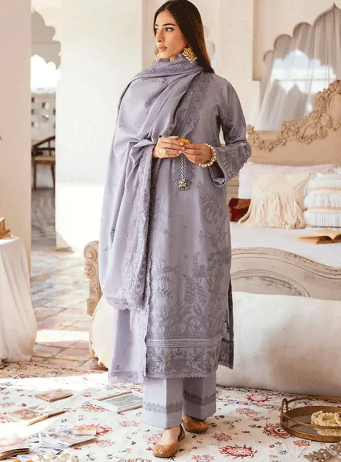Afsanay By Florent Embroidered Khaddar Unstitched 3 Piece Suit - FL23AK FLK-8B