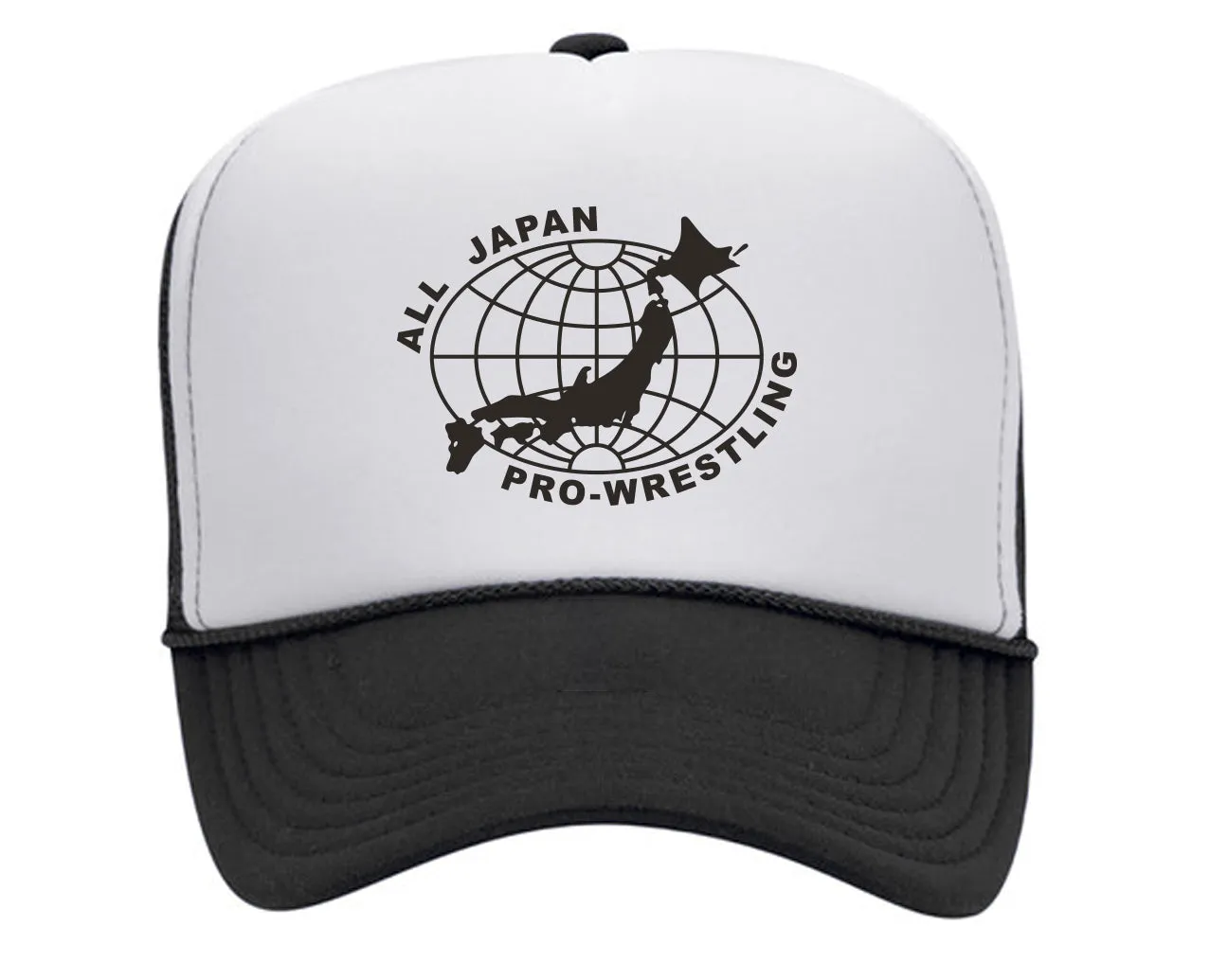 AJPW LOGO TRUCKER HAT - BLACK
