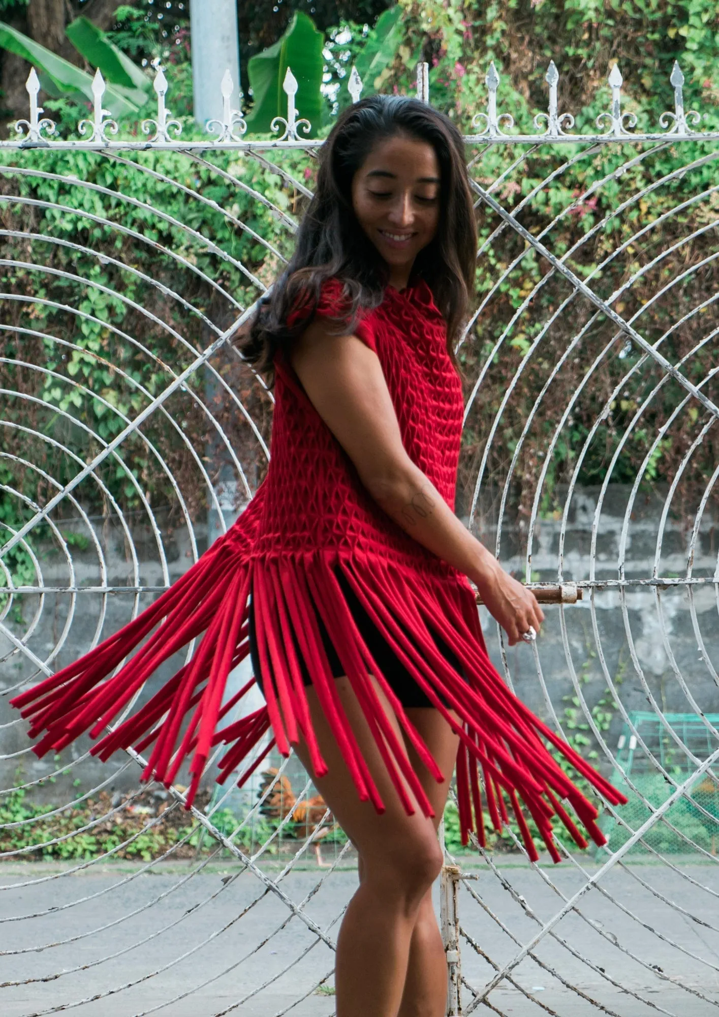althea fringed top - red