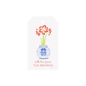 Amaryllis Ginger Jar Personalized Angled/Drilled Gift Tags