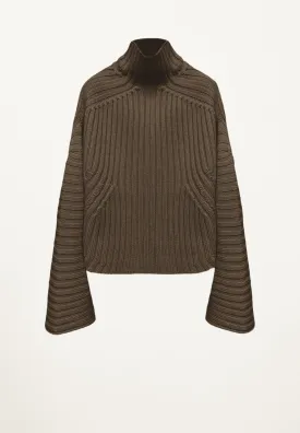 Amelia Ribbed Pullover in Army