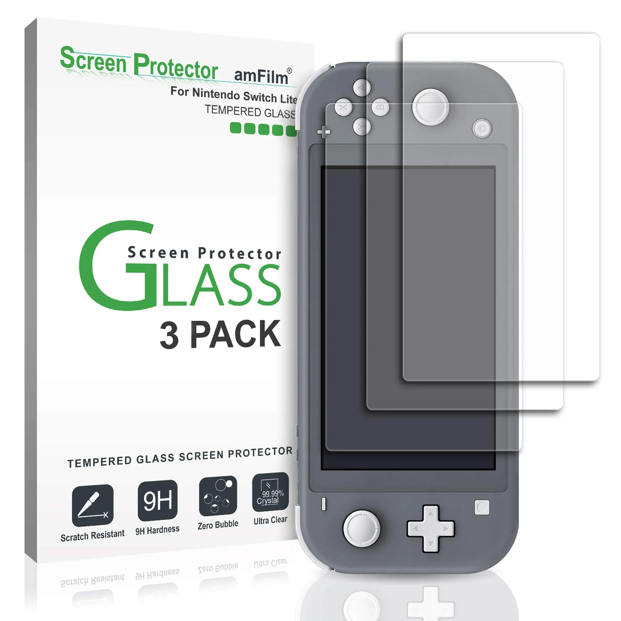 amFilm Tempered Glass Screen Protector for Nintendo Switch Lite 2019 (3-Pack) -  (NSW) Nintendo Switch