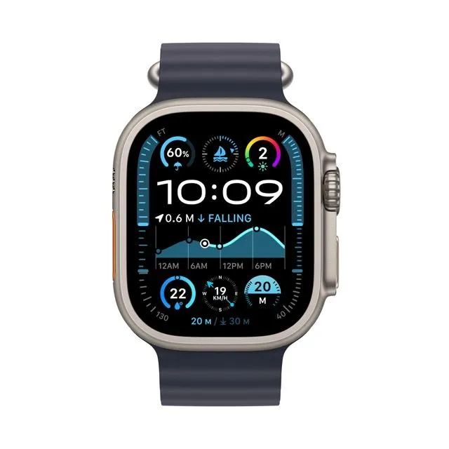 Apple Watch Ultra 2 GPS   Cellular 49mm Natural Titanium Case with Navy Ocean Band
