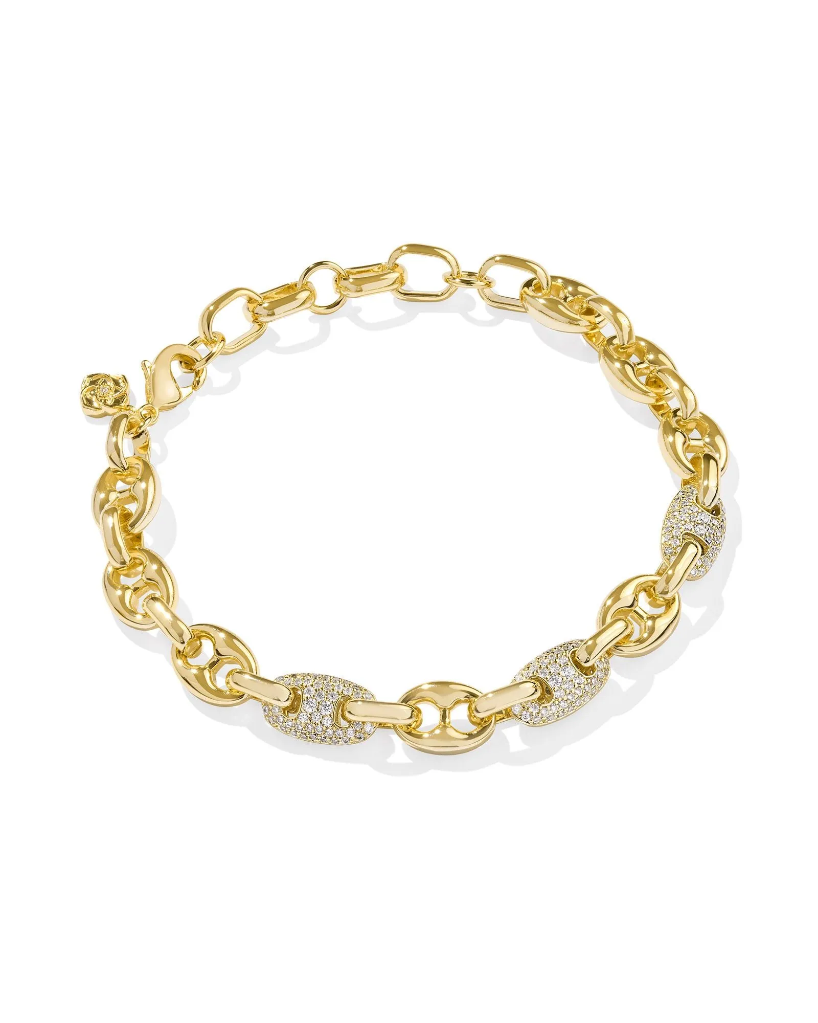 Bailey Pave Chain Bracelet in Gold White Crystal
