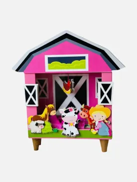 Barnyard Piggy Bank with Cowgirl (Pink)