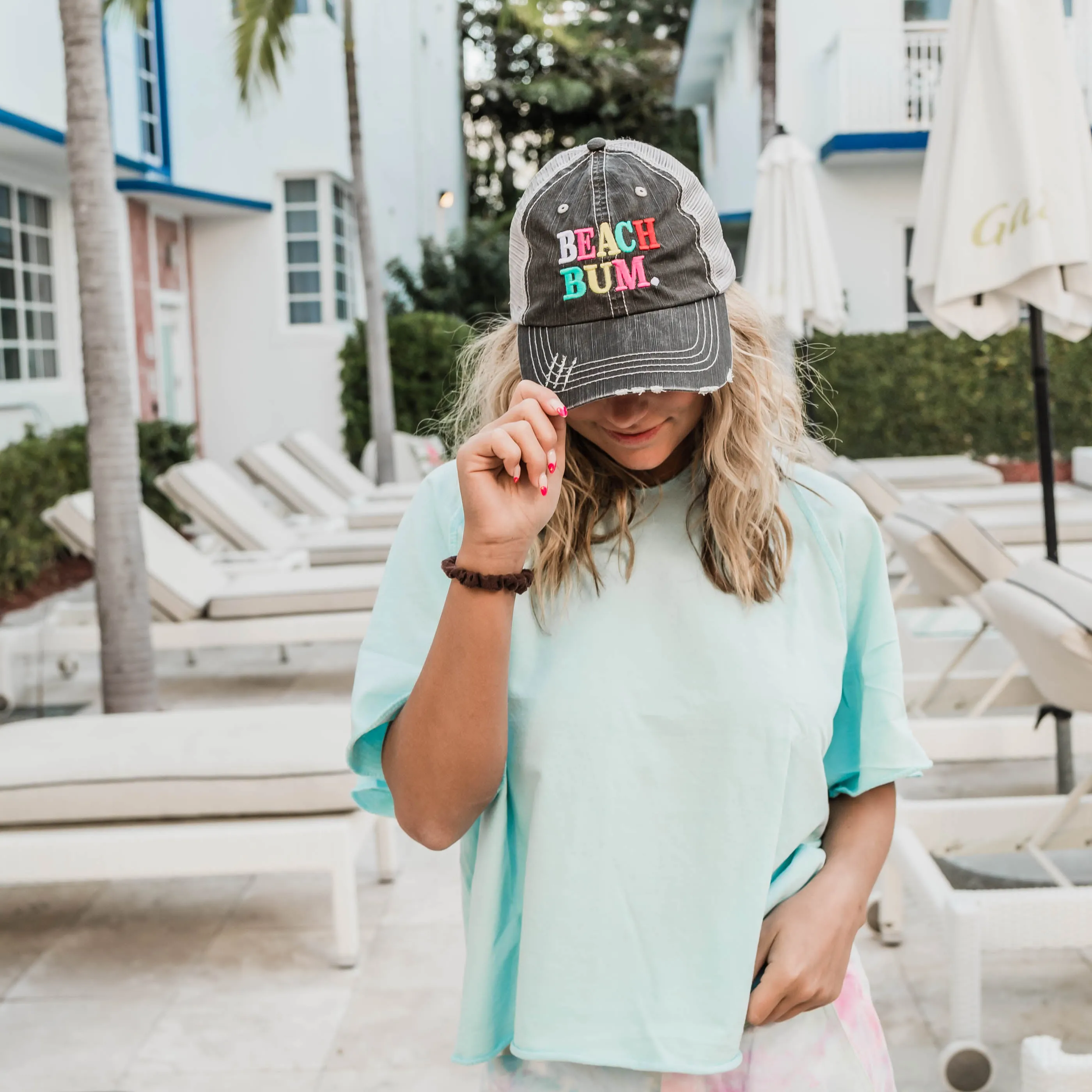 Beach Bum Trucker Hat - Rainbow Color**