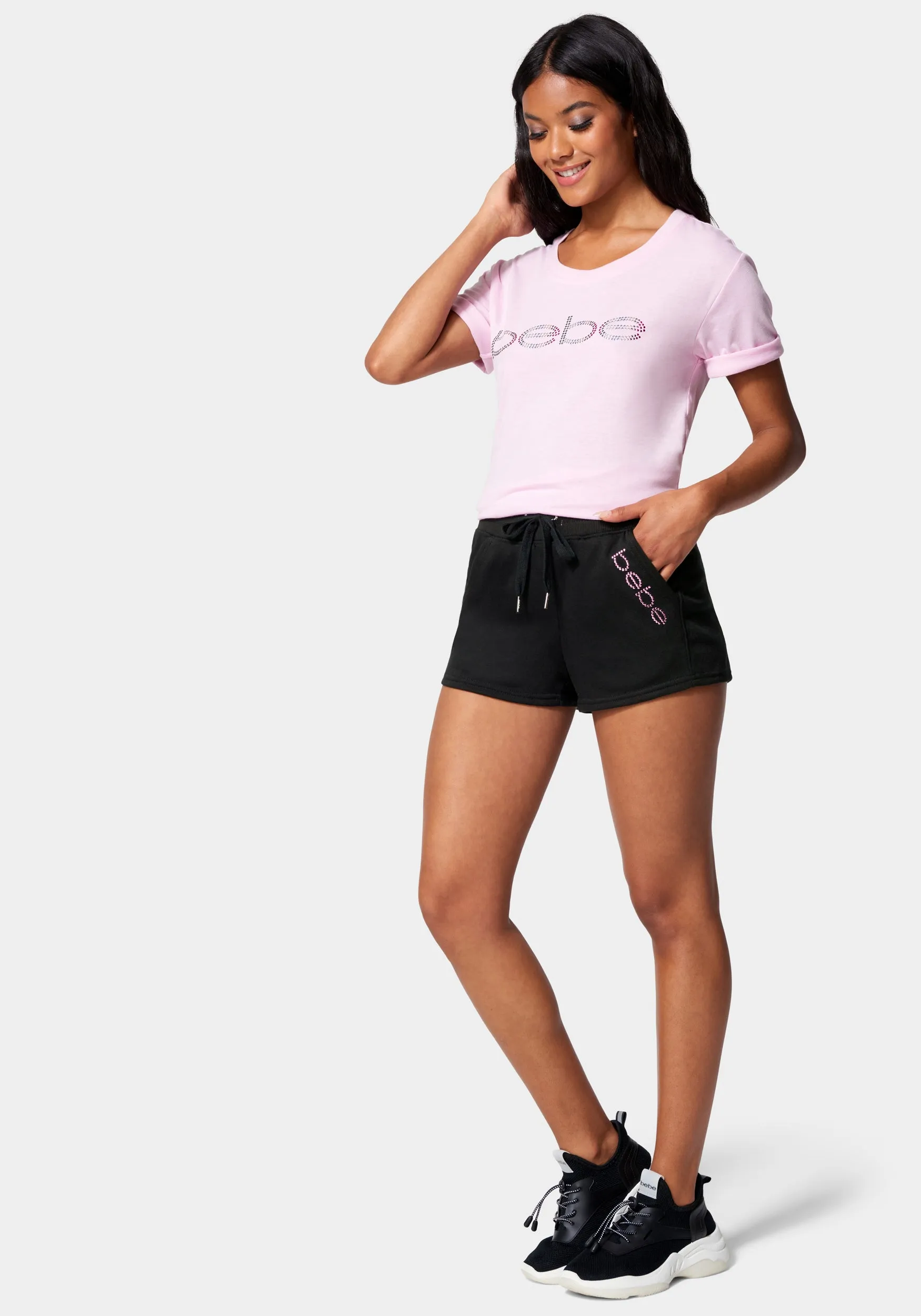 Bebe Logo Nailhead Shorts