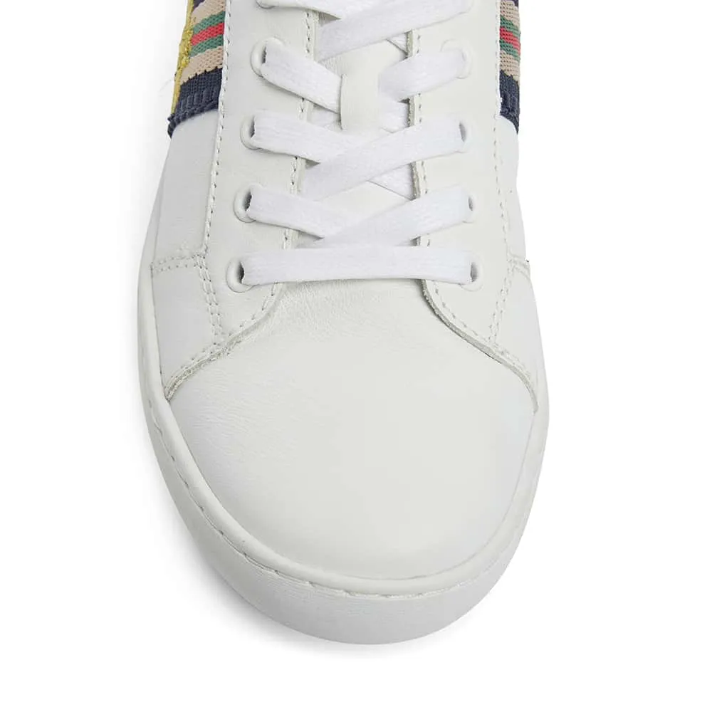 Belem Sneaker in White And Navy Leather