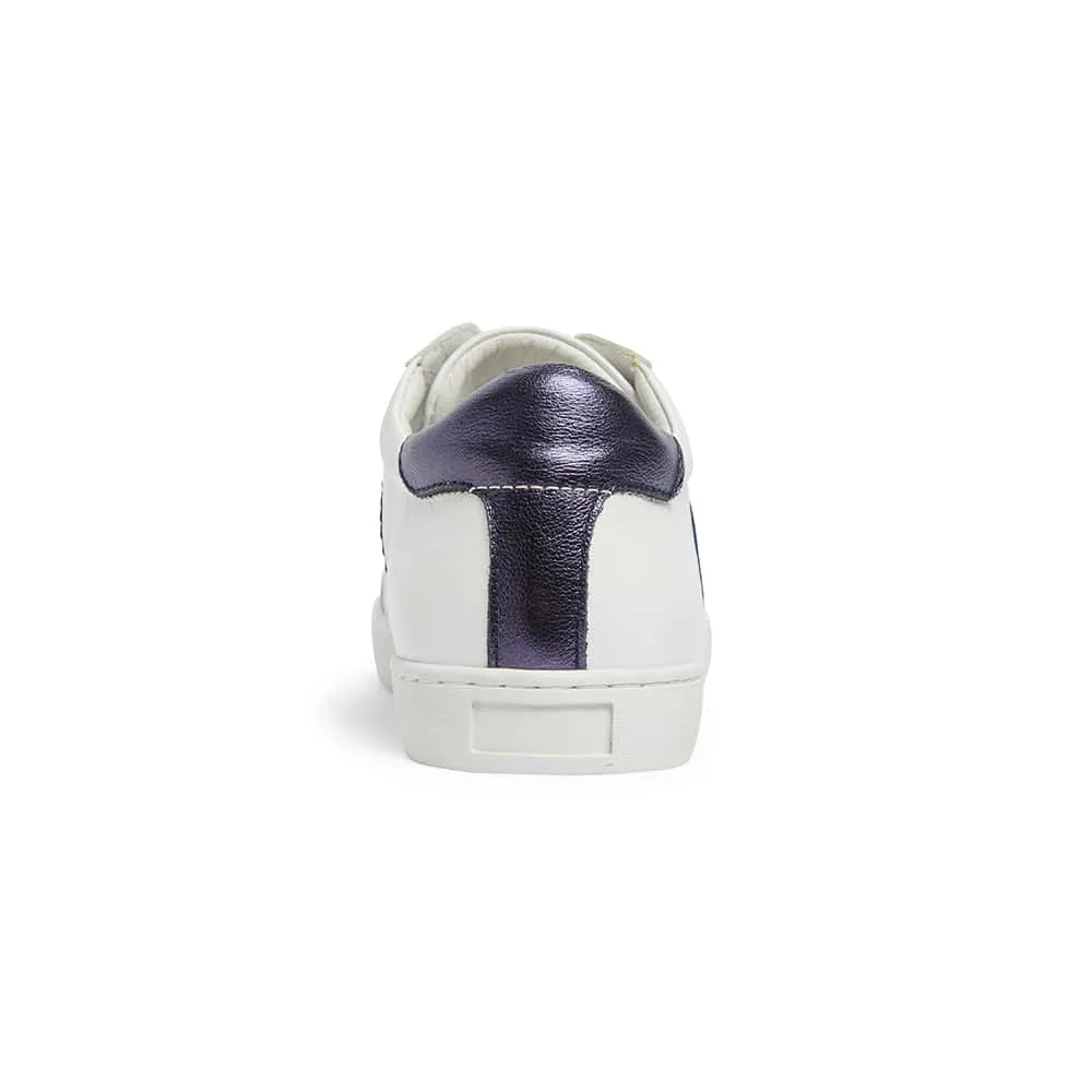 Belem Sneaker in White And Navy Leather