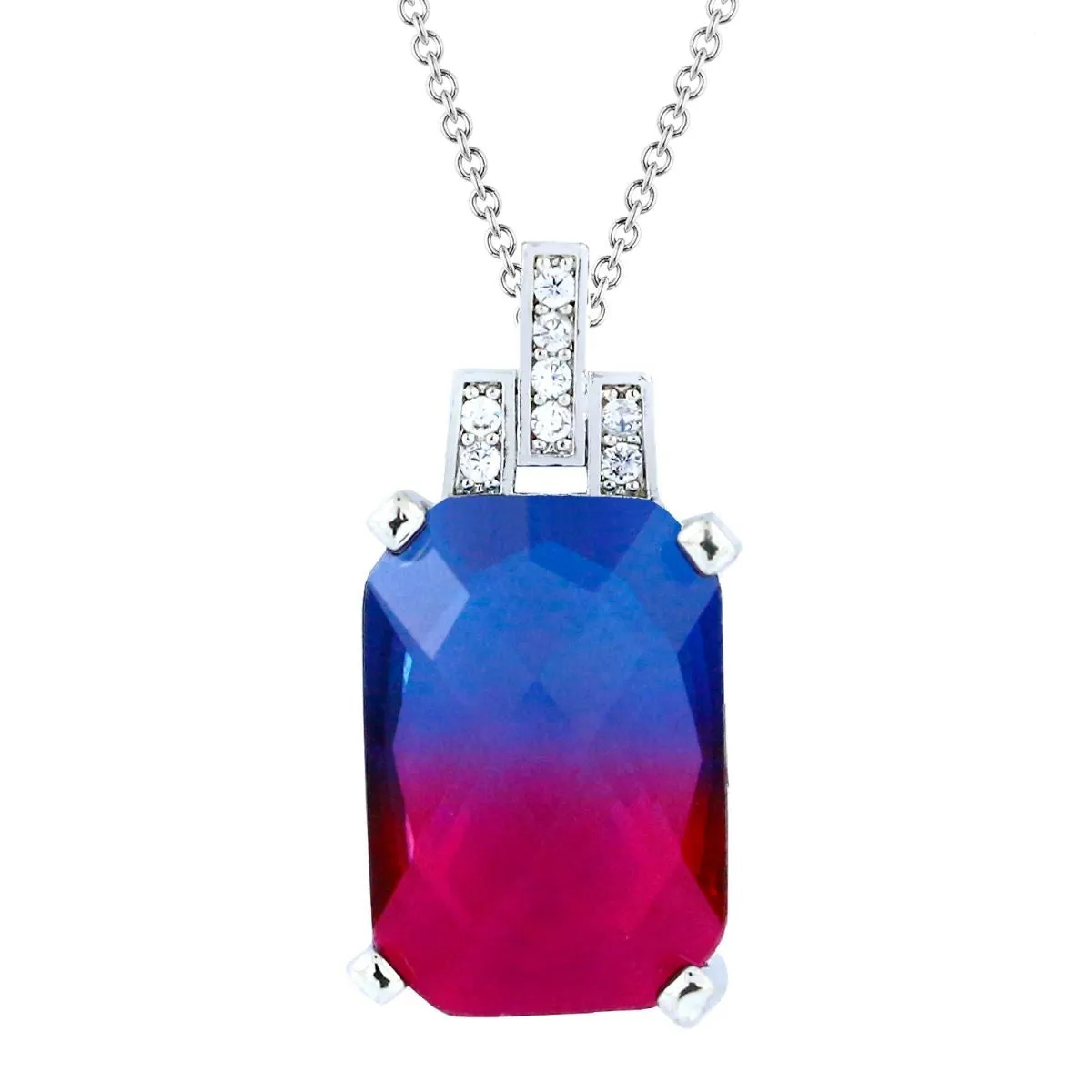 Blue Purple Pink Magenta Austrian Crystal Slider Pendant Necklace
