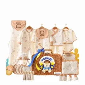 Box,27 pcs Brown Prince Teddy  Newborn Baby Girl/Baby Boy All Season wear,Gift Hamper set,0-6 months