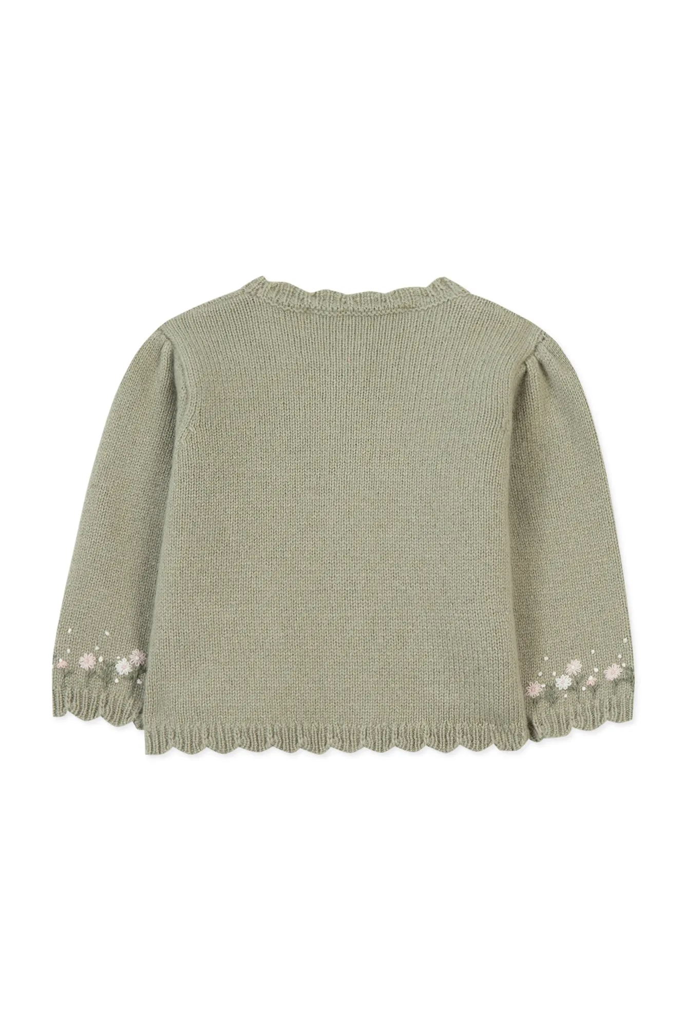 Cardigan - Green Sage Flower Embroidery