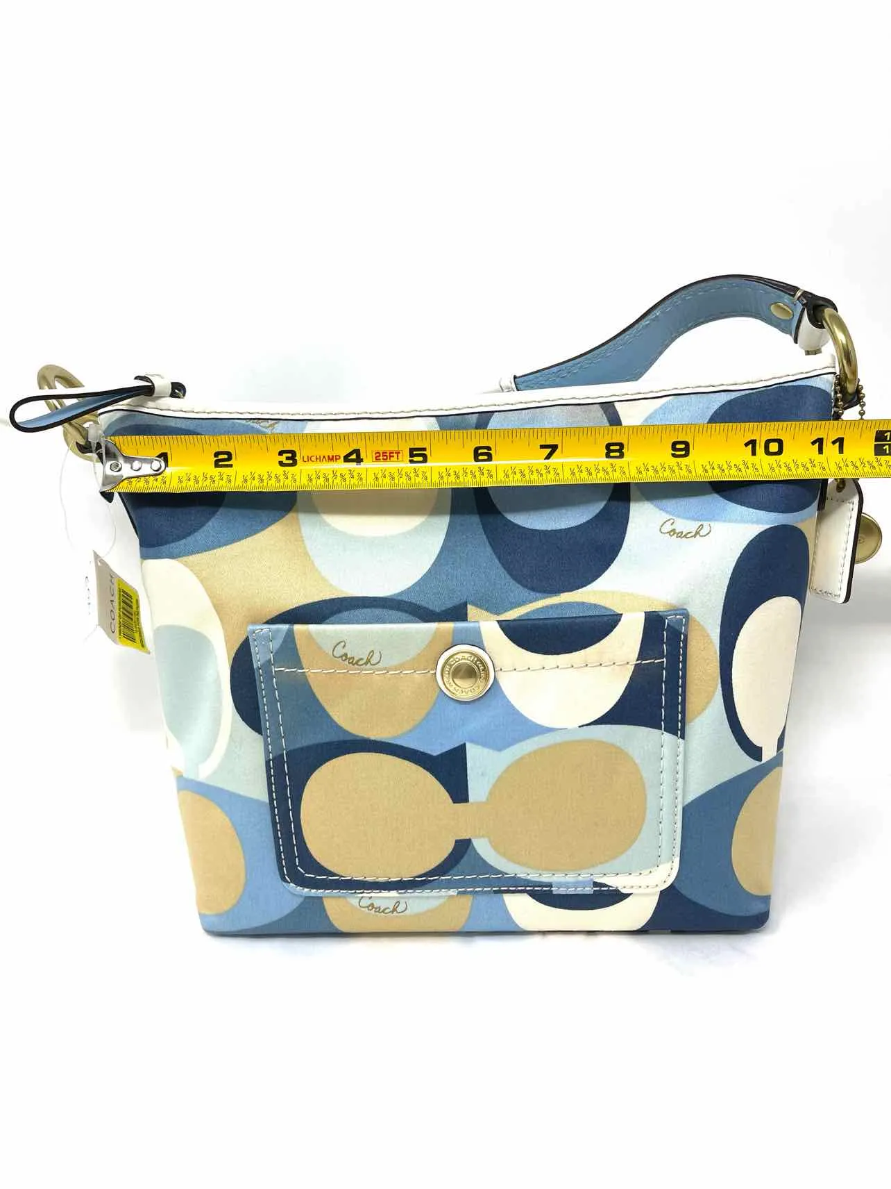 Coach Wh/Bl/Br Signature Fabric/Leather NEW Designer Purse
