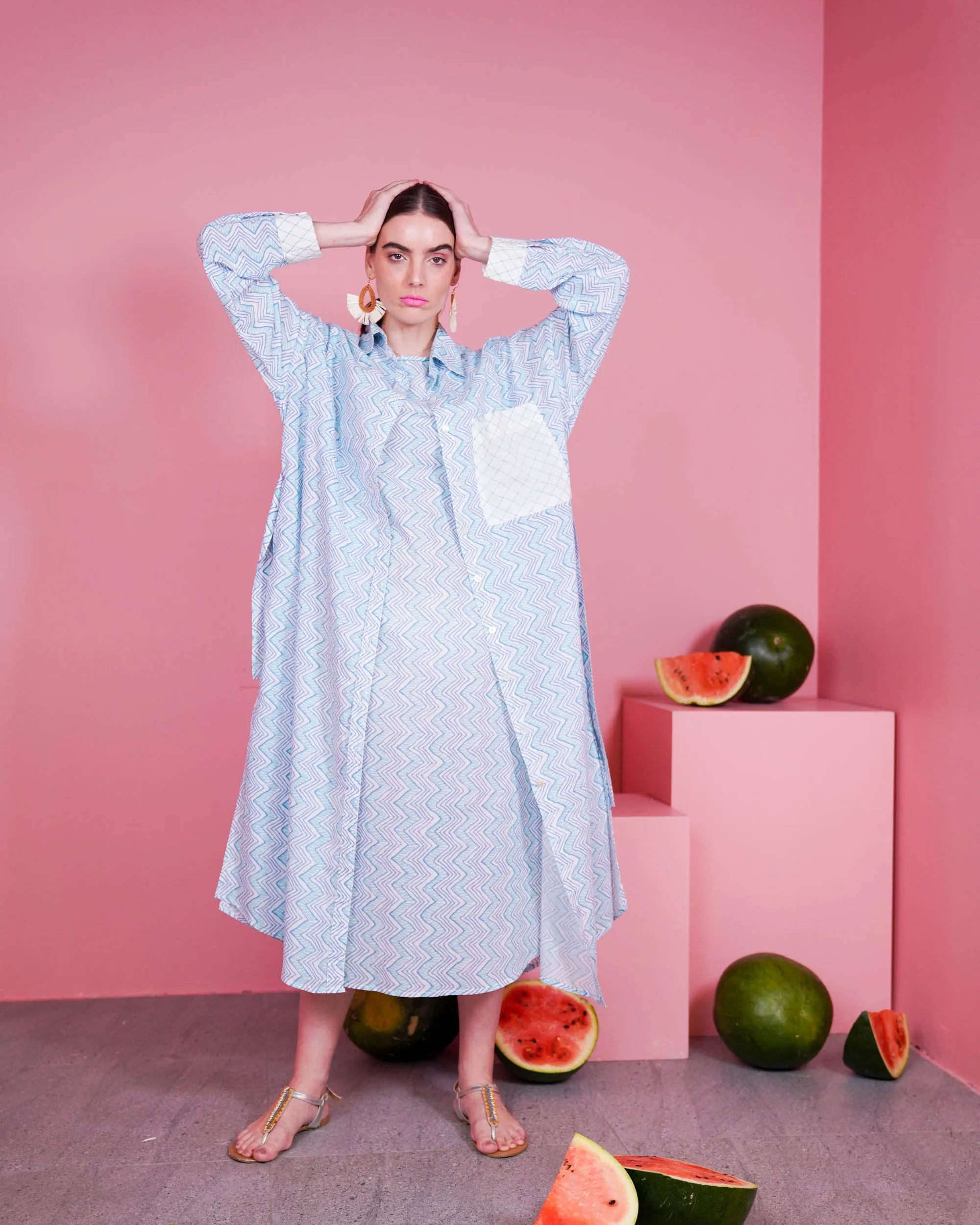 Collar Style with embroidered pocket and waist belted long sleeves with cuff embroidered cotton kaftan 2598 - قفطان