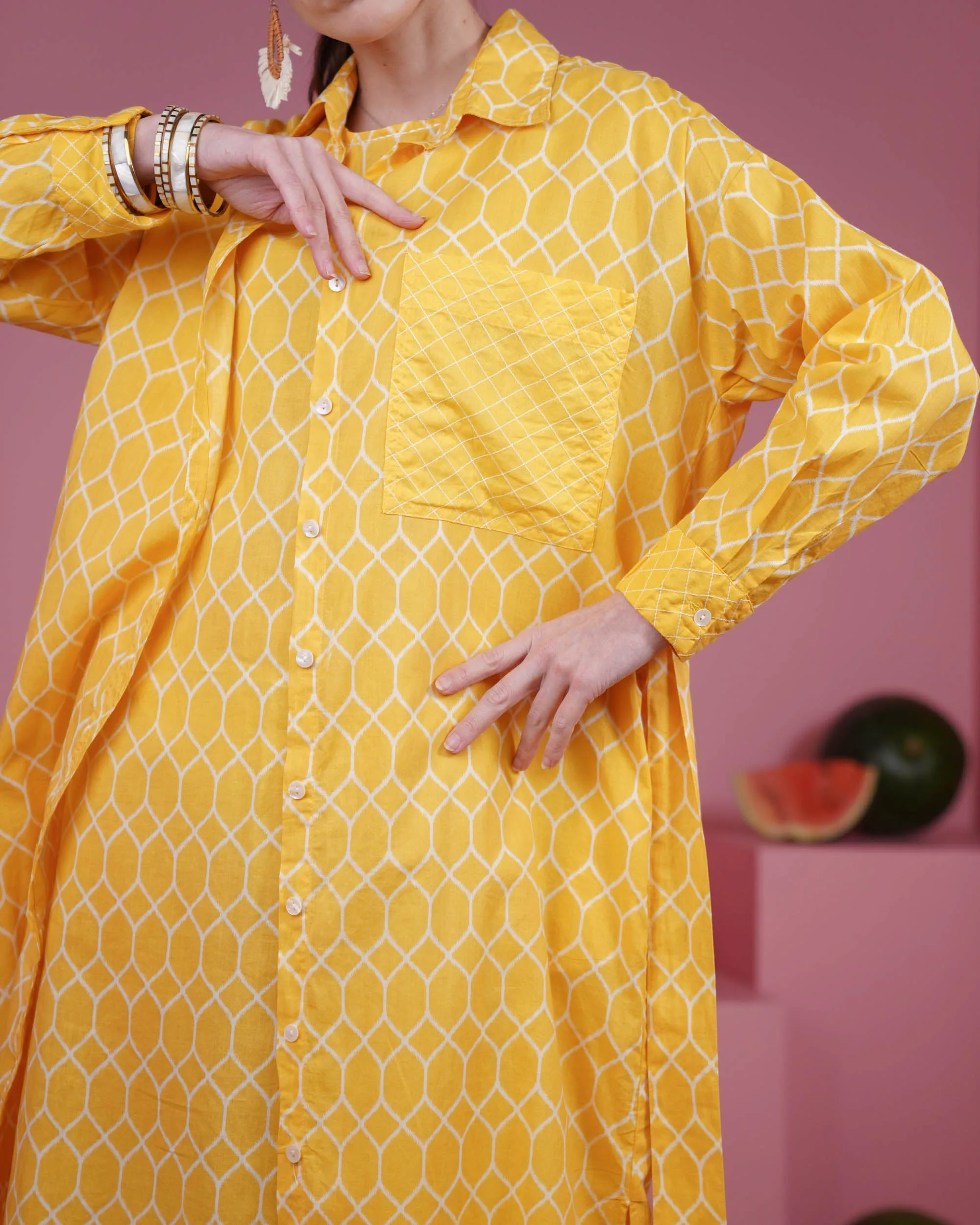 Collar Style with embroidered pocket and waist belted long sleeves with cuff embroidered cotton kaftan 2598 - قفطان