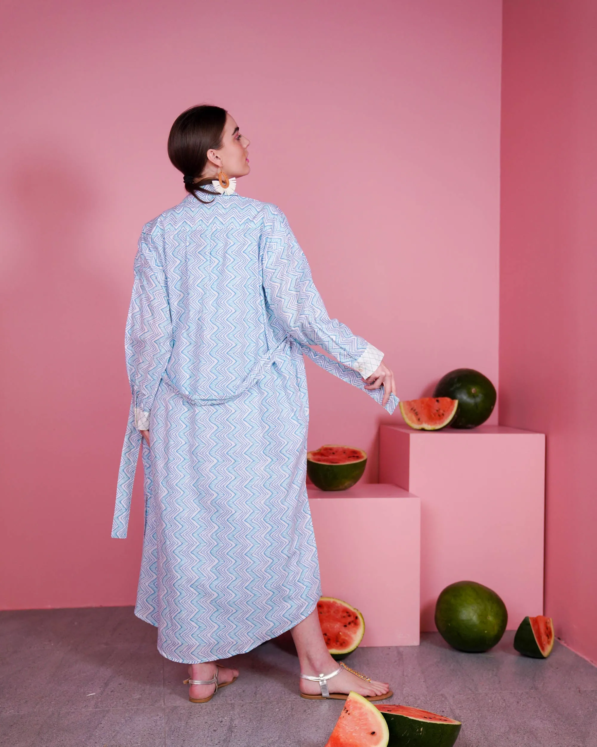 Collar Style with embroidered pocket and waist belted long sleeves with cuff embroidered cotton kaftan 2598 - قفطان