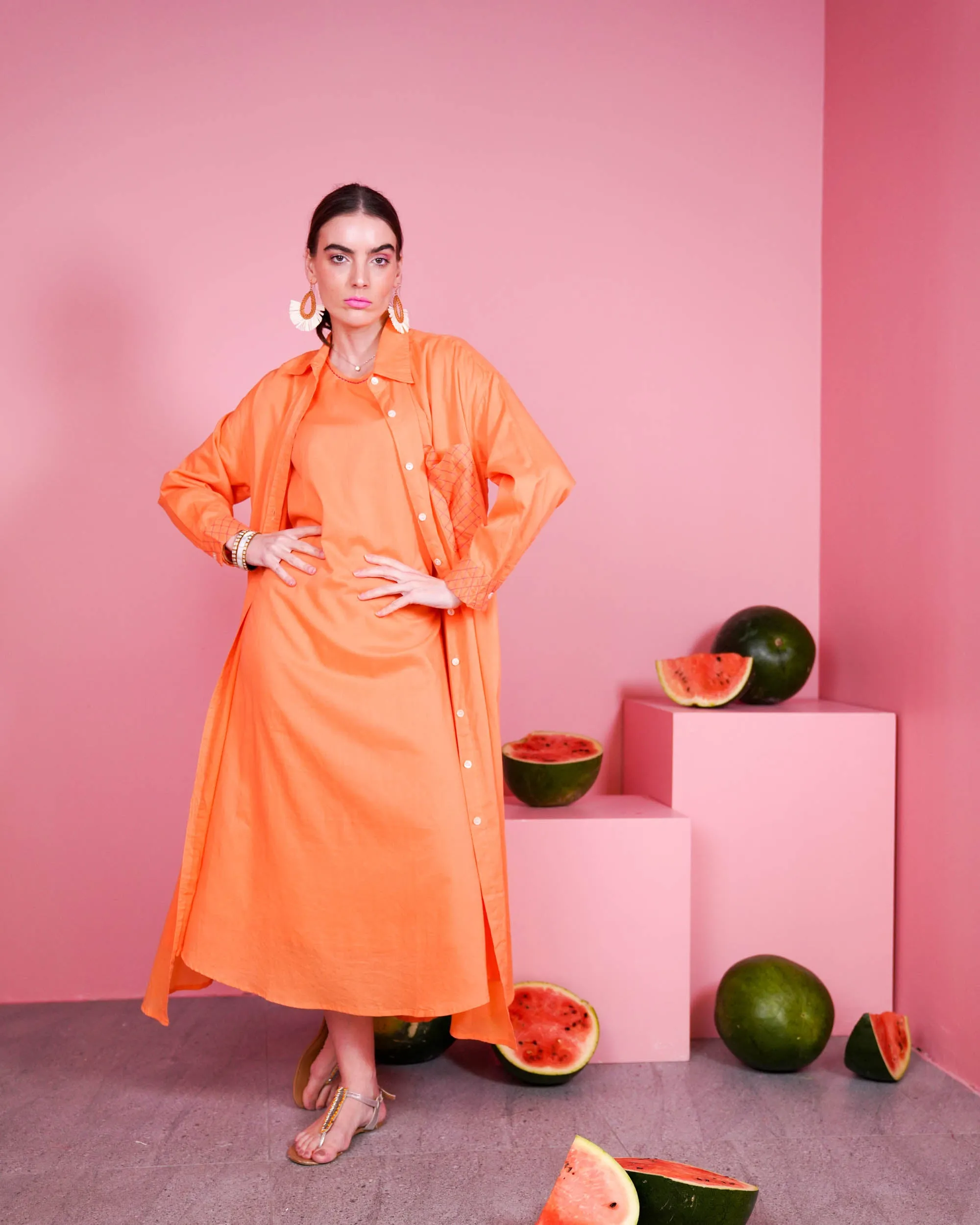 Collar Style with embroidered pocket and waist belted long sleeves with cuff embroidered cotton kaftan 2598 - قفطان