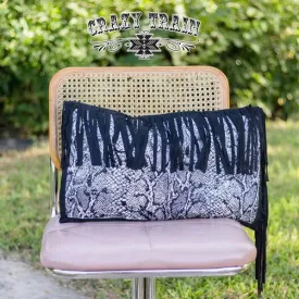 Crazy Train Fringed Python Pillow