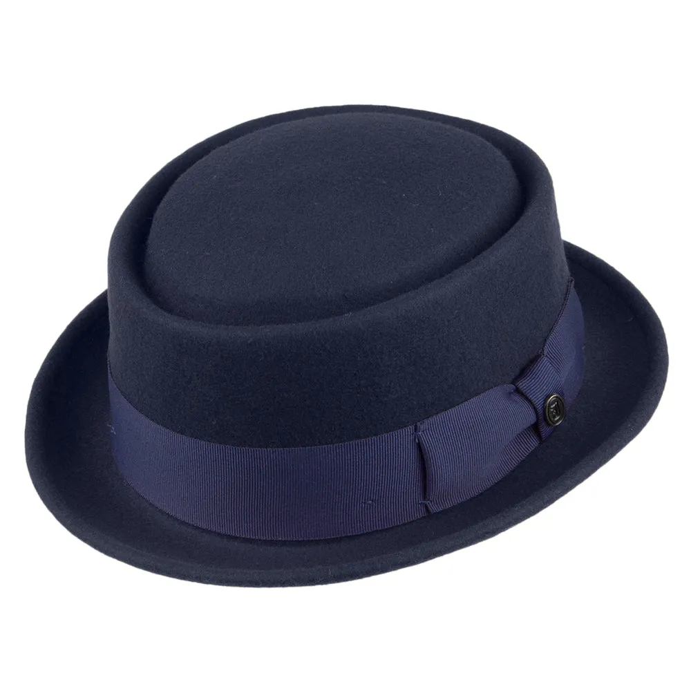 Crushable Wool Pork Pie Hat - Navy Blue