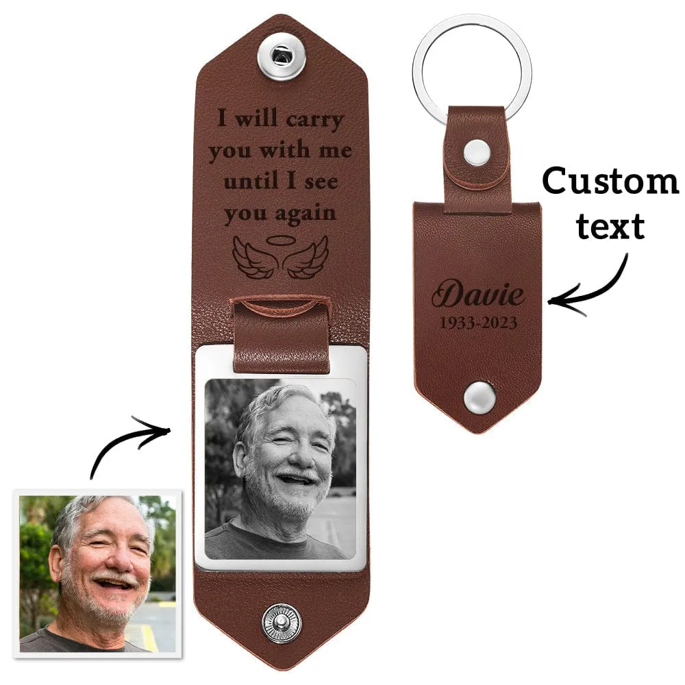 Custom Photo Leather Keychain Personalized Keychain for Memorial Gift