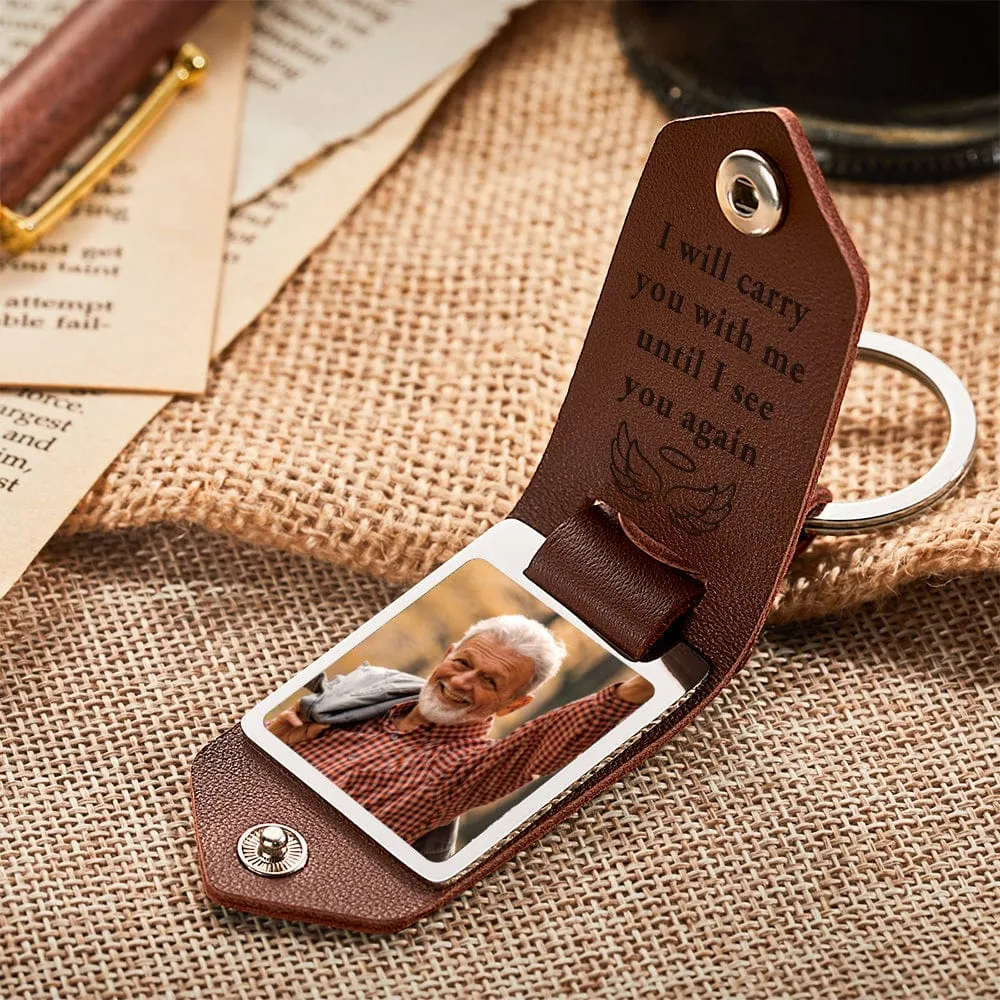 Custom Photo Leather Keychain Personalized Keychain for Memorial Gift