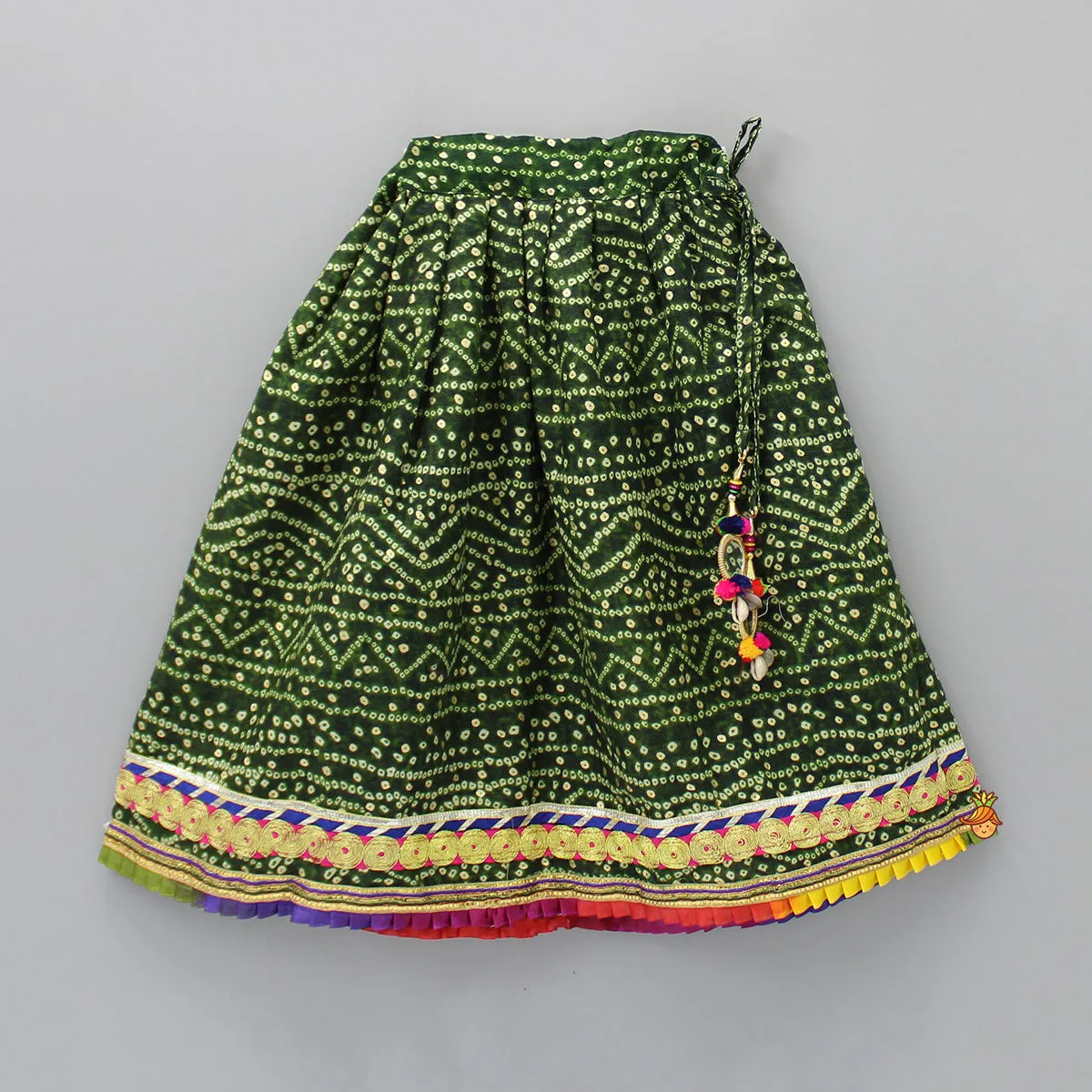Dandiya Raas Garba Top and Bandhani Printed Lehenga With Yellow Dupatta