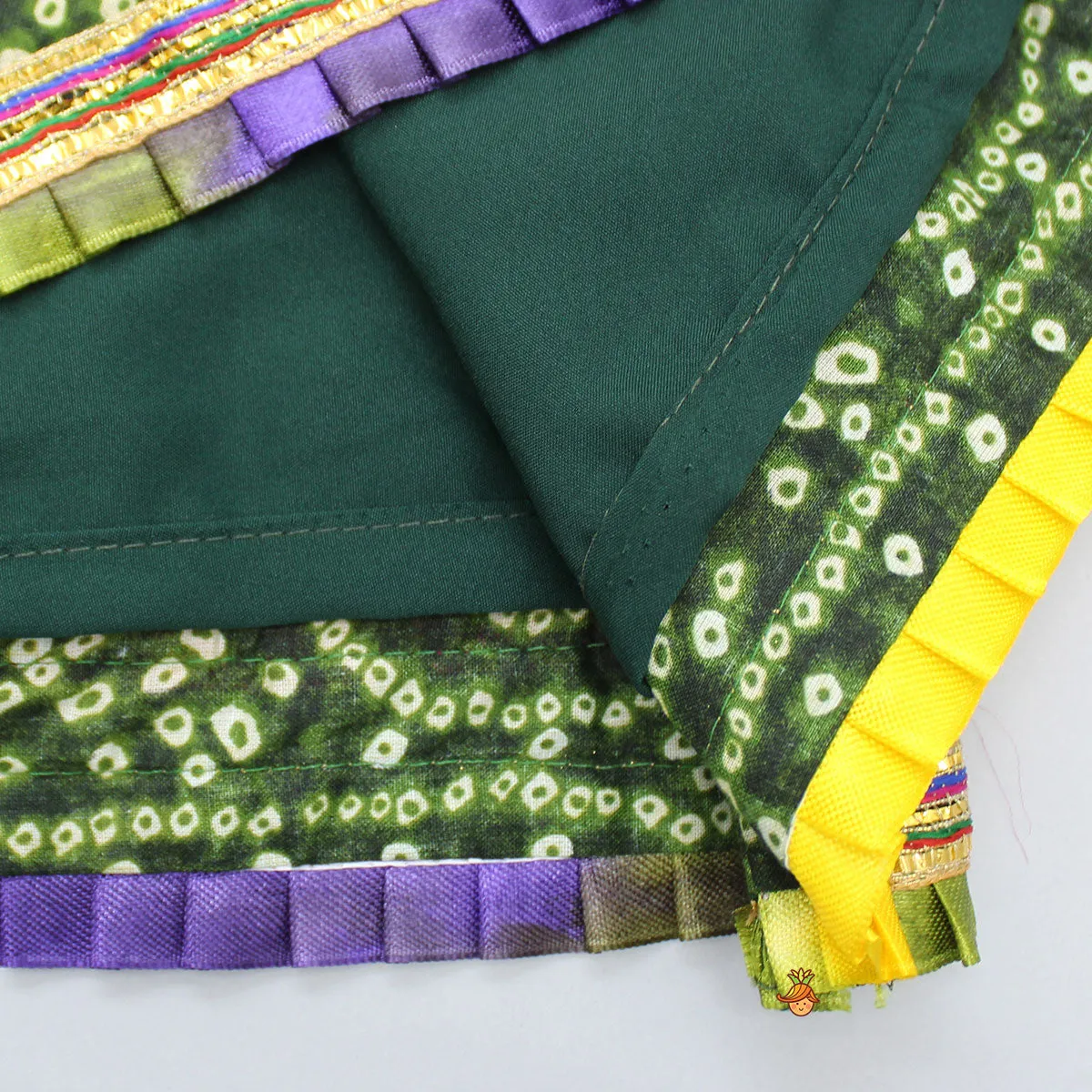 Dandiya Raas Garba Top and Bandhani Printed Lehenga With Yellow Dupatta
