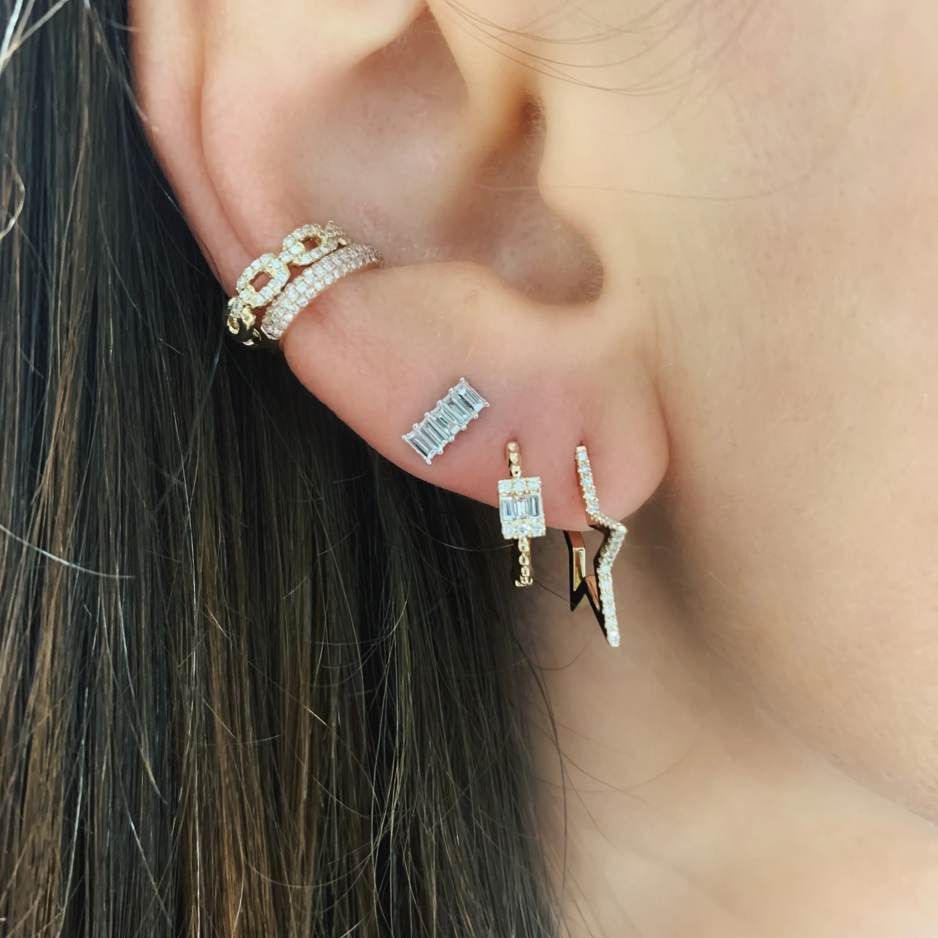 Diamond Star Hoop Earrings