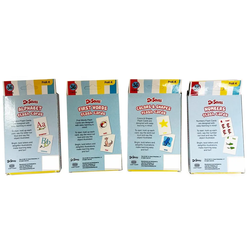 Dr Seuss 144 Flash Cards PreK-K ABC Words Numbers Colors Shape Game Educational