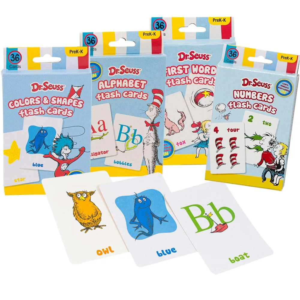 Dr Seuss 144 Flash Cards PreK-K ABC Words Numbers Colors Shape Game Educational