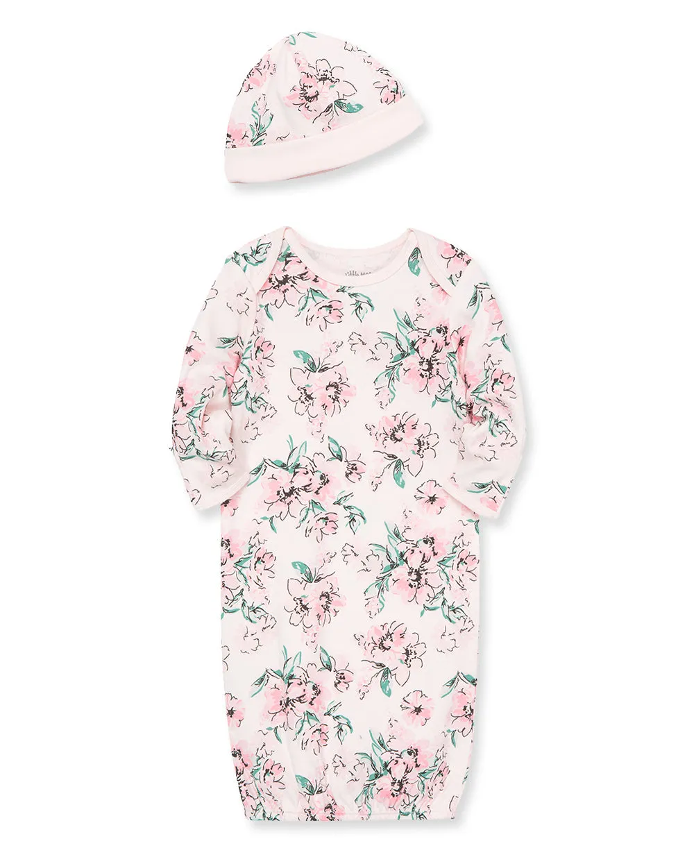 Dream Floral Sleeper Gown And Hat