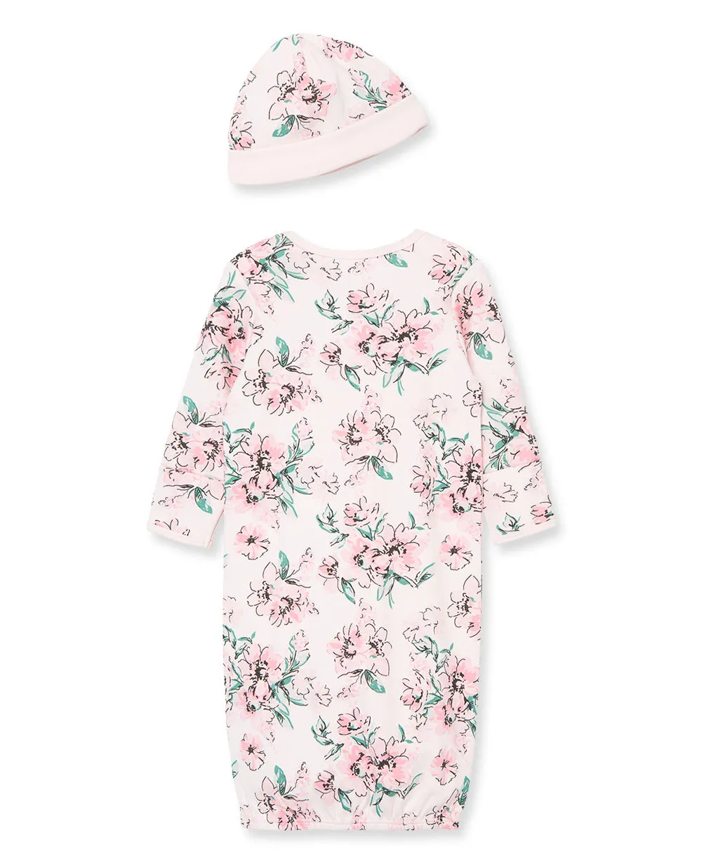 Dream Floral Sleeper Gown And Hat