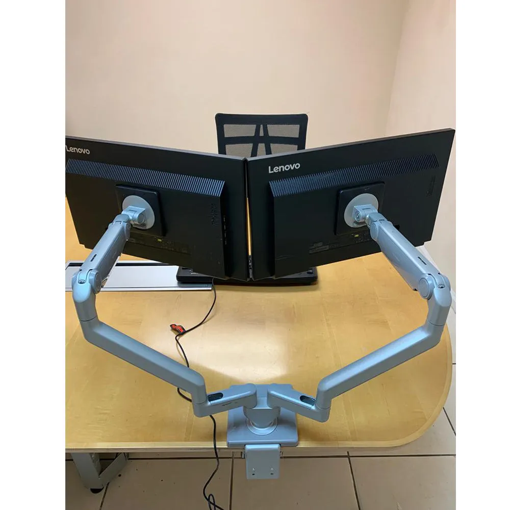 Dual LCD Monitor Desk Mount Stand Fully Adjustable fits 2 Two Screen up to 27" (PRE-OWNED)