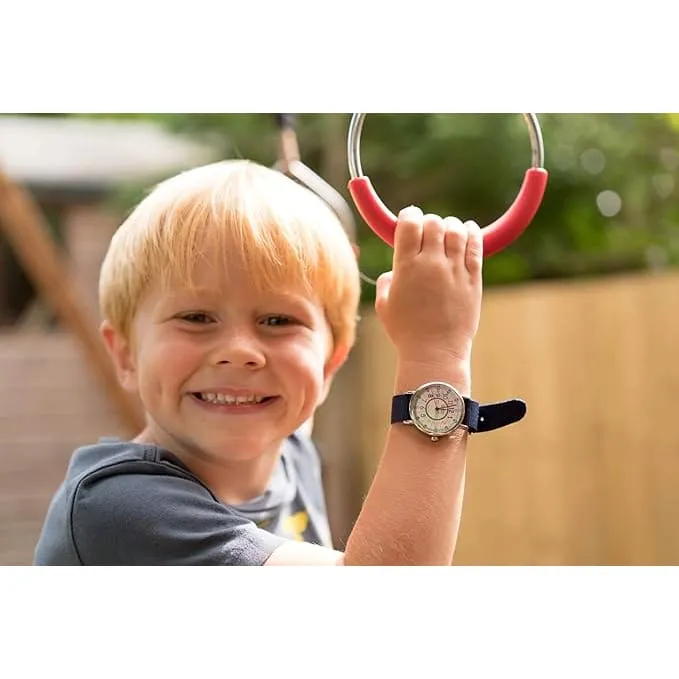 Easyread Time Teaching Waterproof Wrist Watch Rainbow face navy blue