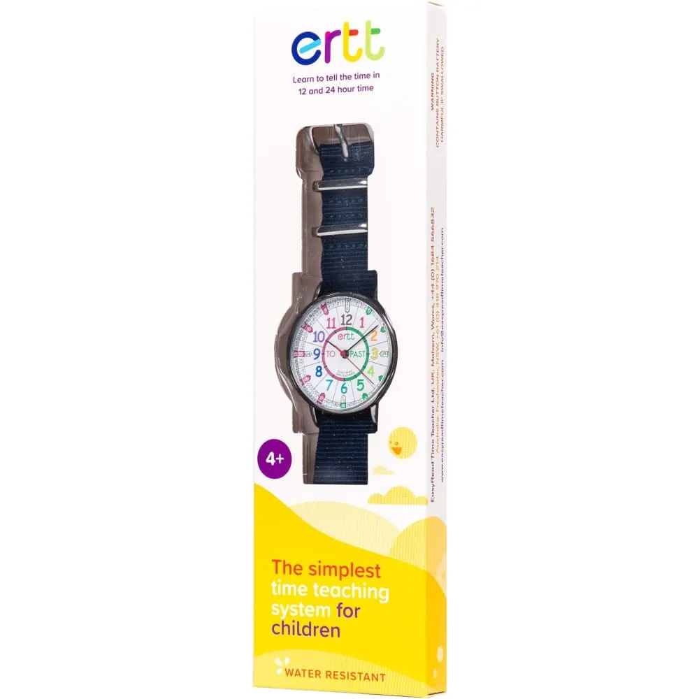 Easyread Time Teaching Waterproof Wrist Watch Rainbow face navy blue