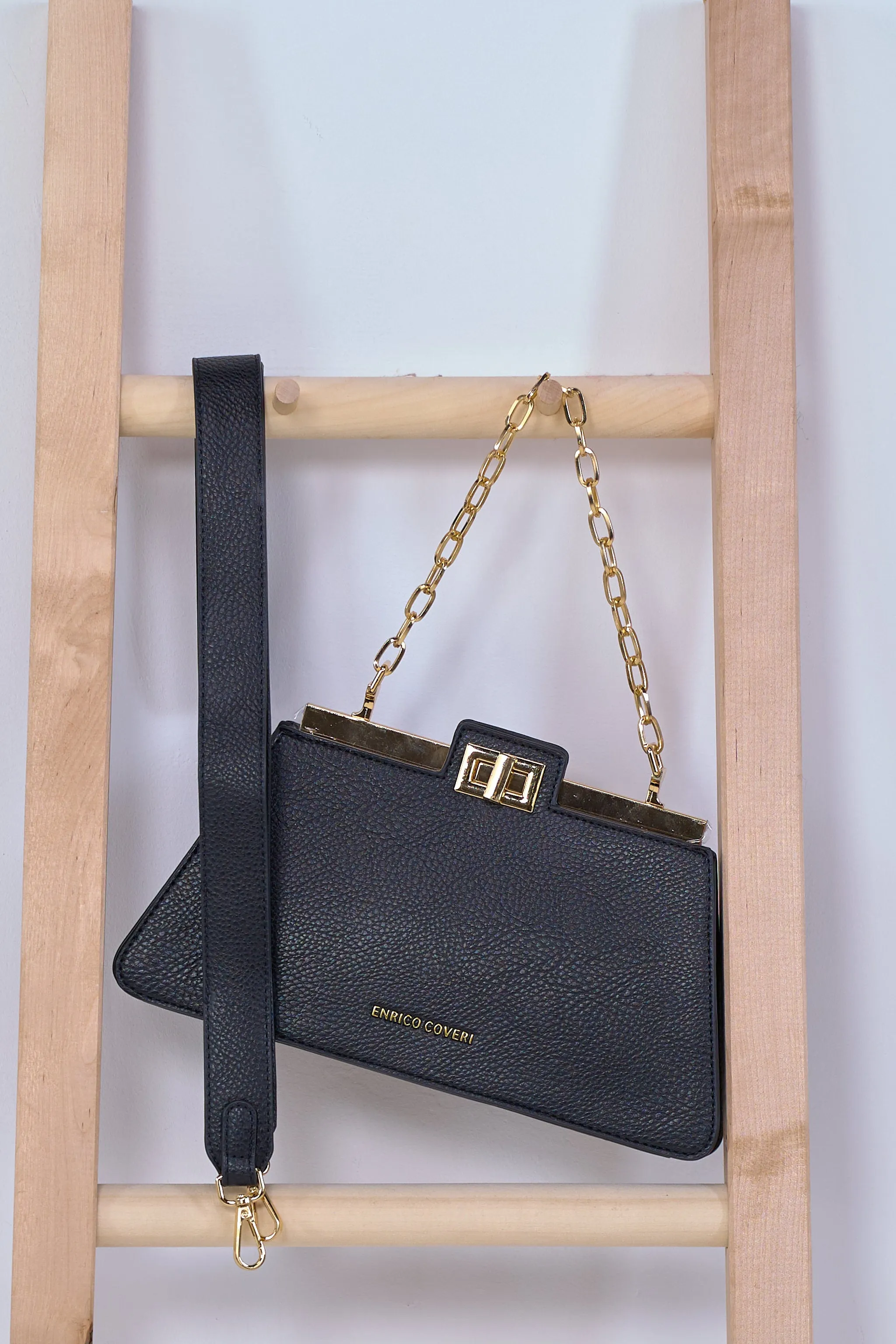 Elegante Umhängetasche, schwarz-gold
