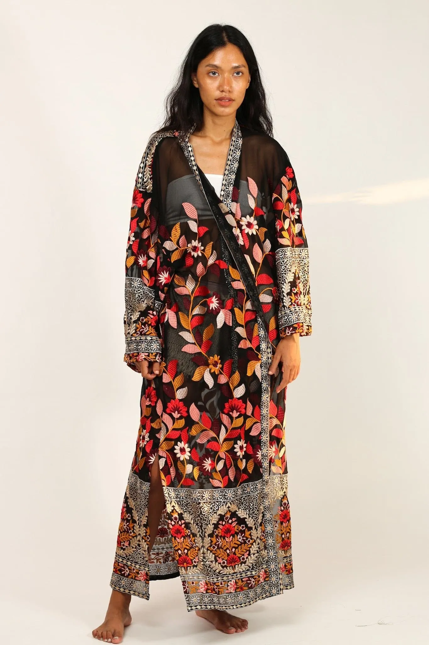 EMBROIDERED KIMONO DUSTER PIERA