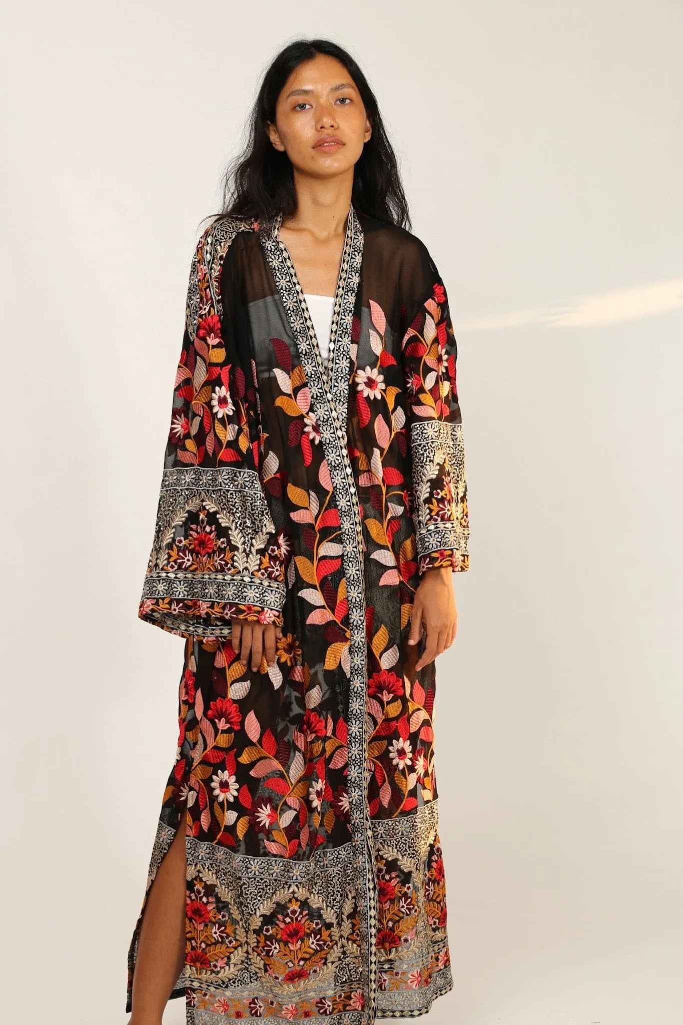 EMBROIDERED KIMONO DUSTER PIERA
