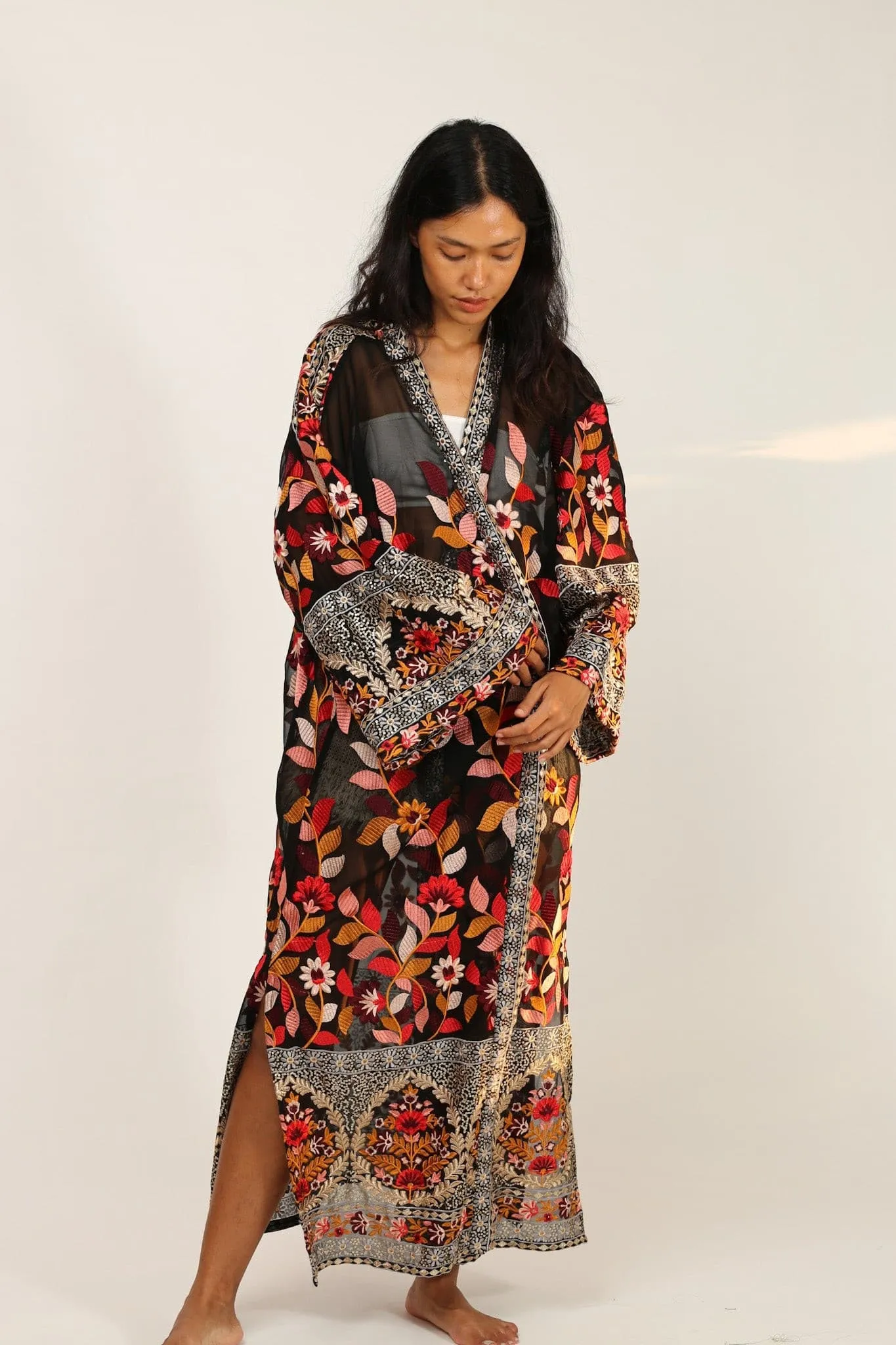 EMBROIDERED KIMONO DUSTER PIERA