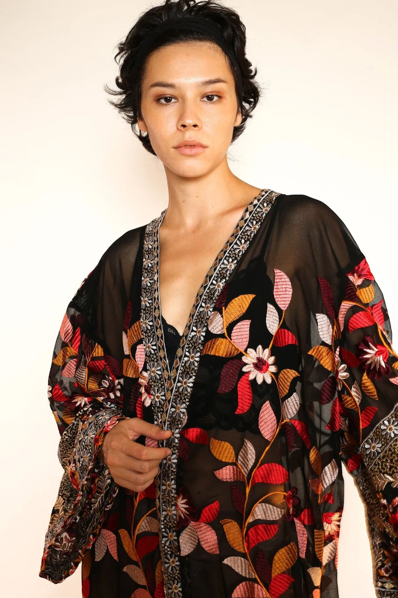 EMBROIDERED KIMONO DUSTER PIERA