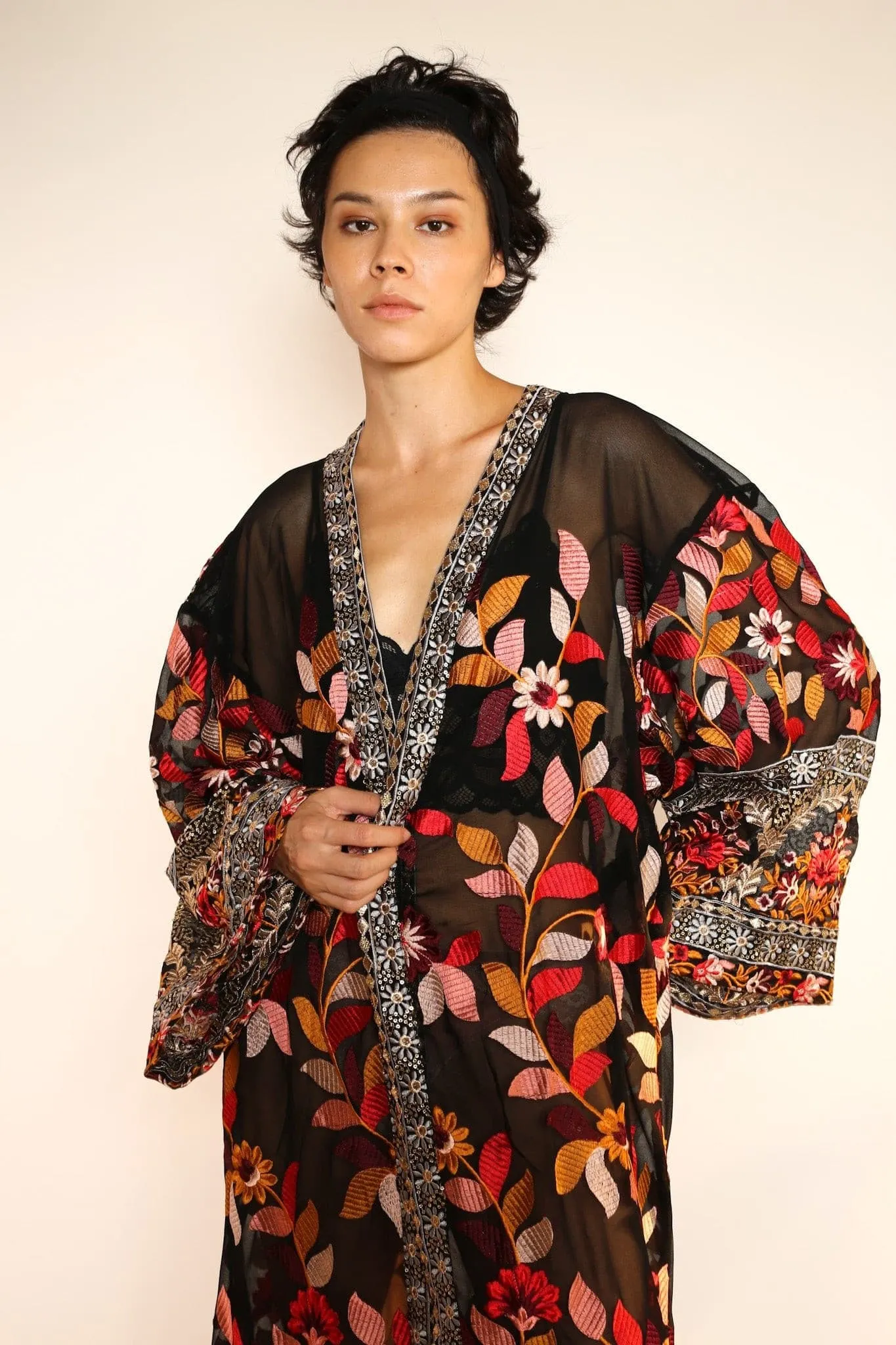 EMBROIDERED KIMONO DUSTER PIERA
