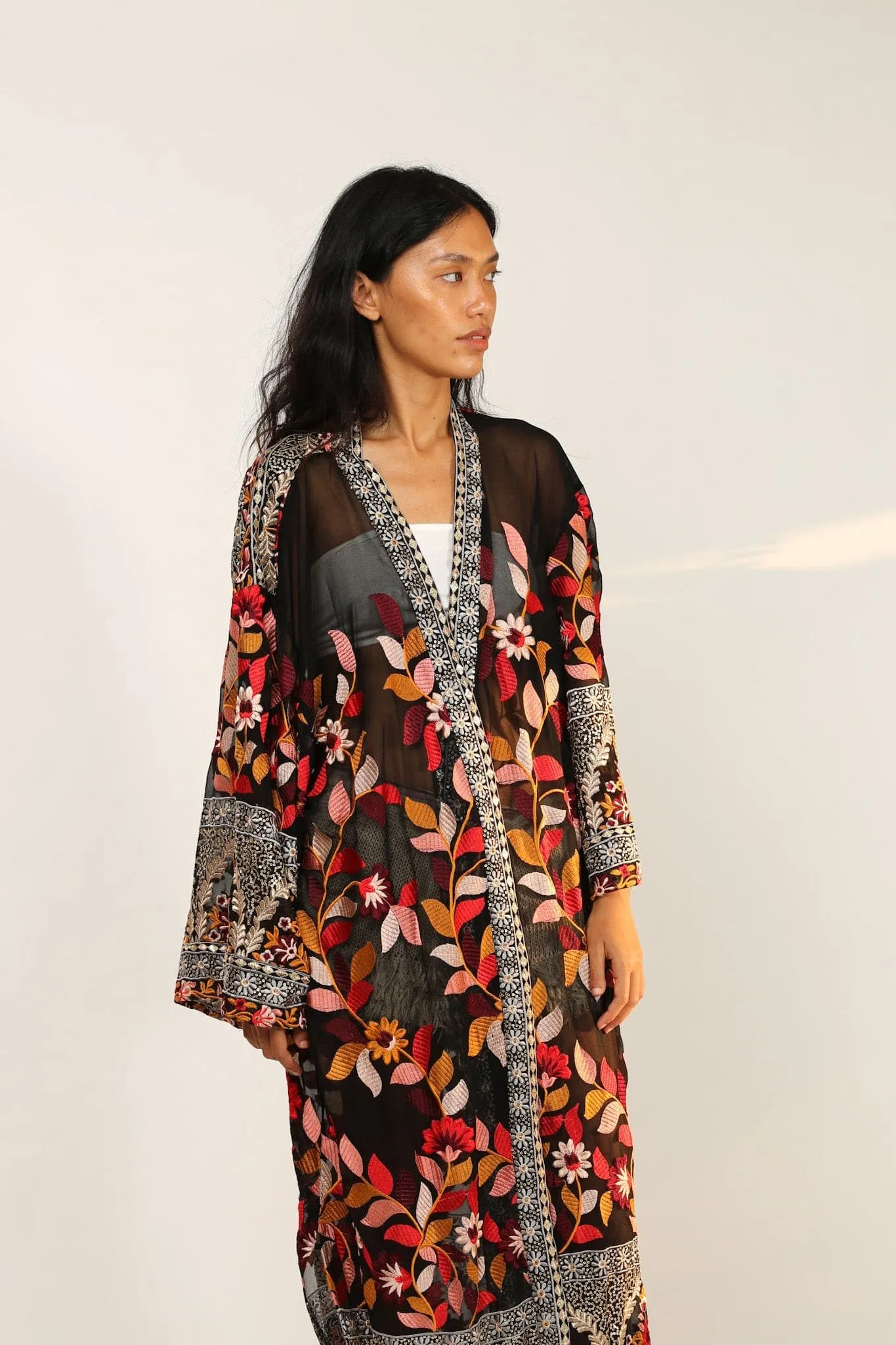 EMBROIDERED KIMONO DUSTER PIERA