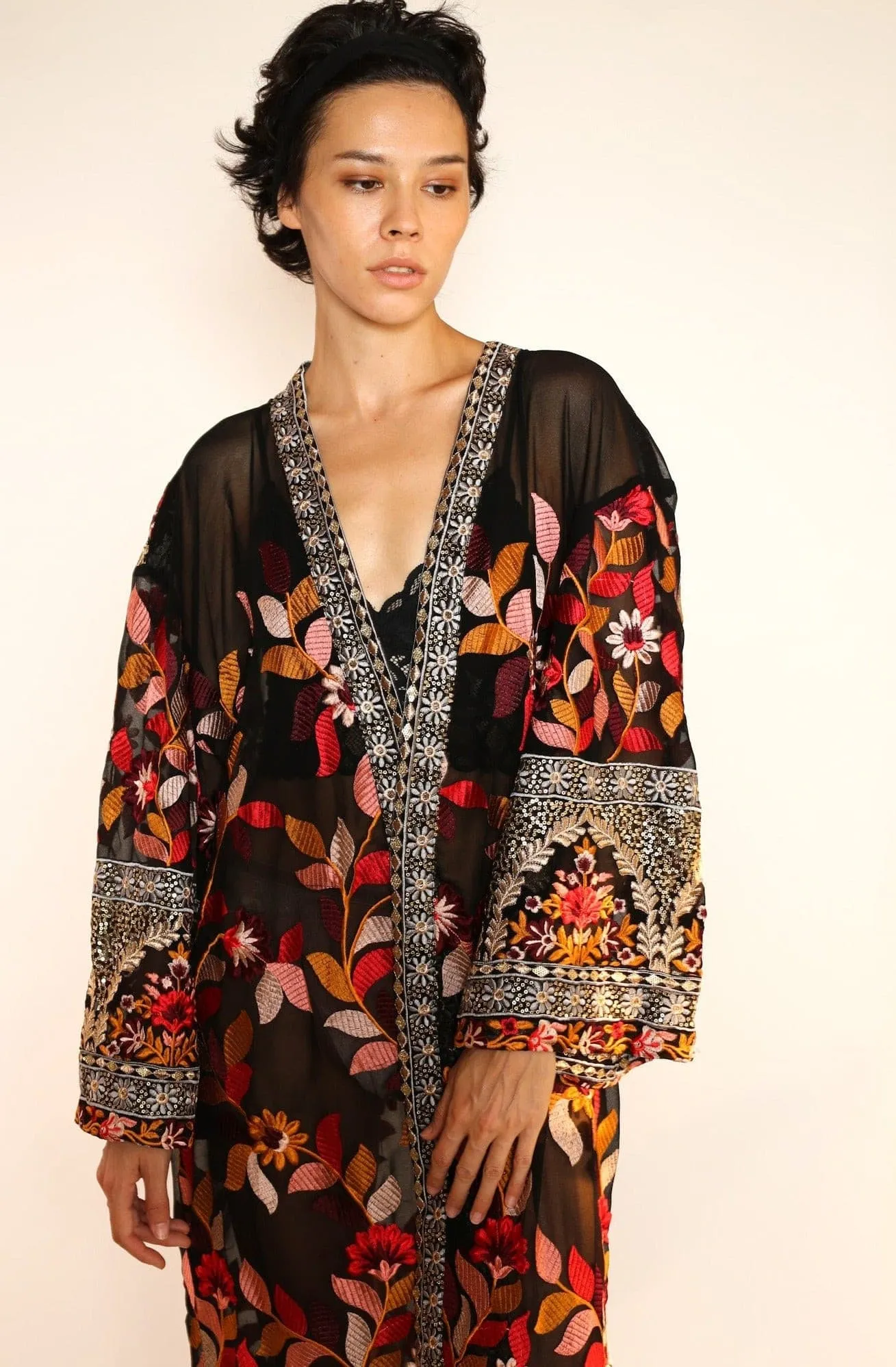 EMBROIDERED KIMONO DUSTER PIERA