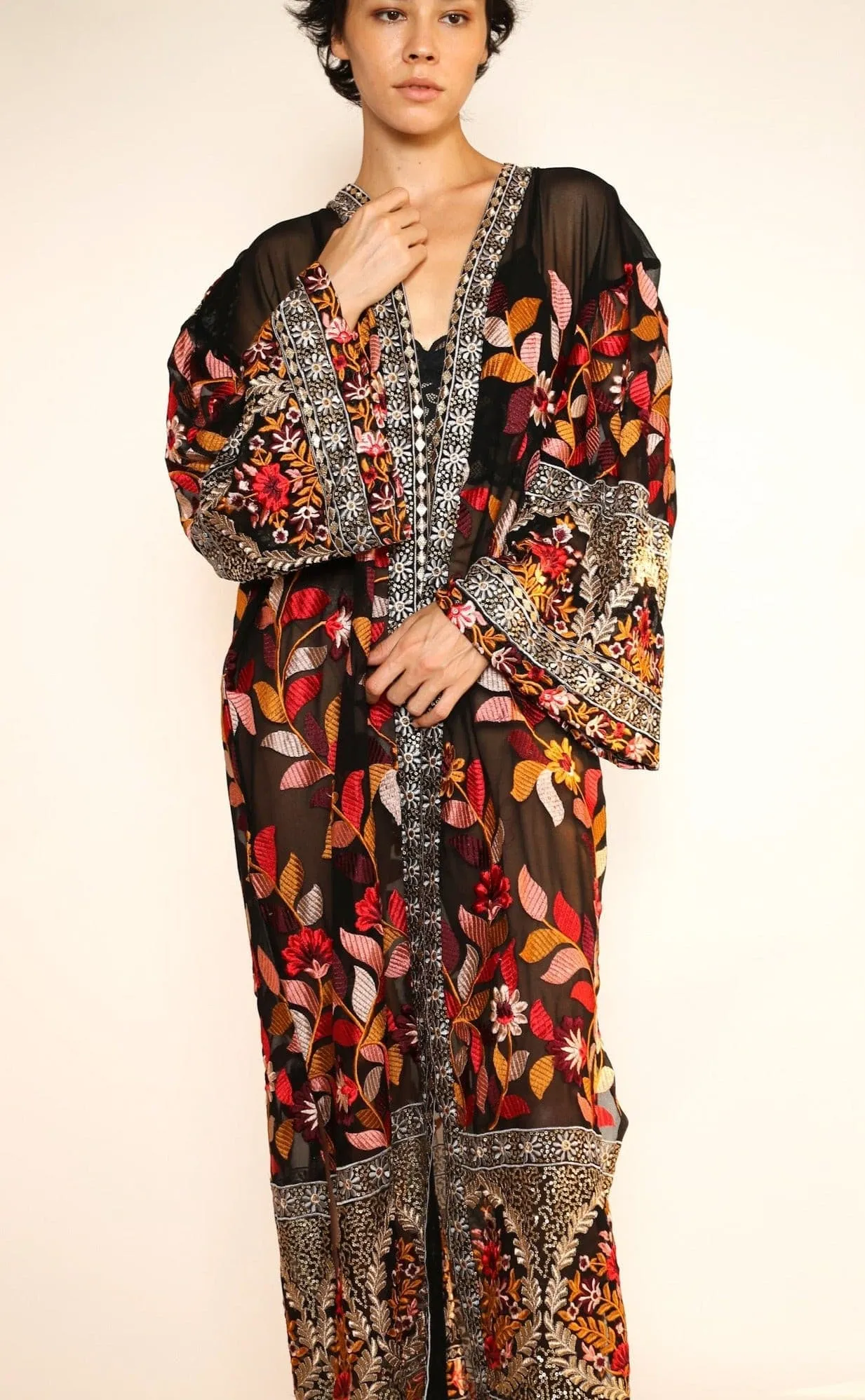 EMBROIDERED KIMONO DUSTER PIERA